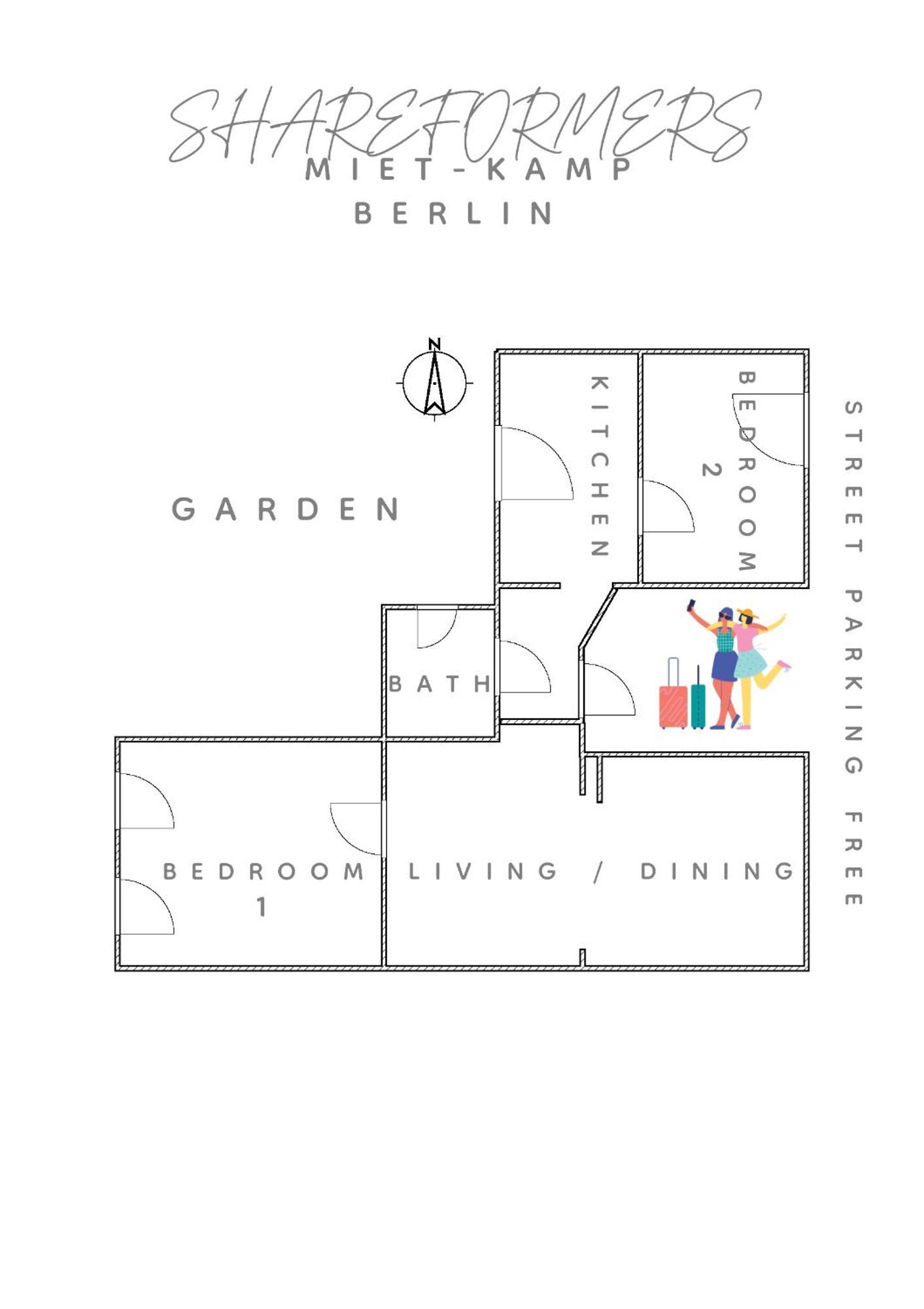 Miet-Kamp Ruhig, Zentral, Nahe Messe, Ausgefallenes Design 2 Schlafzimmer Berlin Exterior photo